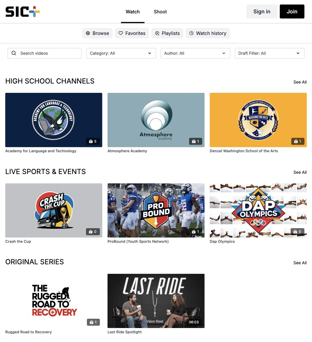 The SIC+ streaming site